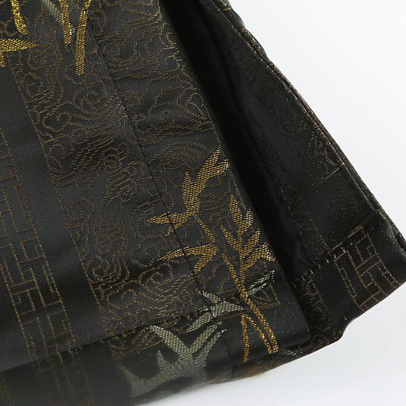 Nimara Ritual Golden Bamboo Jacquard Frog-Button Long Sleeve Men's Jacket With Pockets