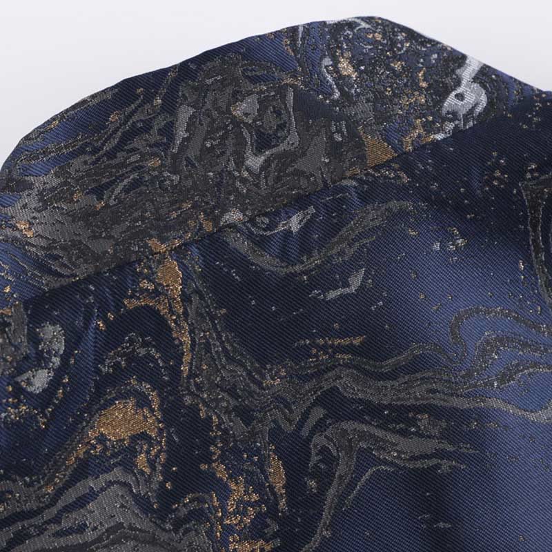 Nimara Ritual Blue Flowing Water Mountains Frog-Button Long Sleeve Men's Jacket With Pockets
