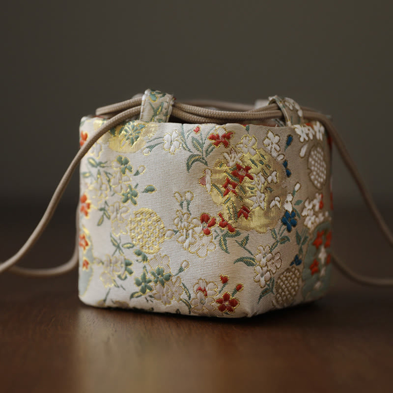 Nimara Ritual Flowers Pattern Small Jewelry Storage Gift Bag 8*8*8cm
