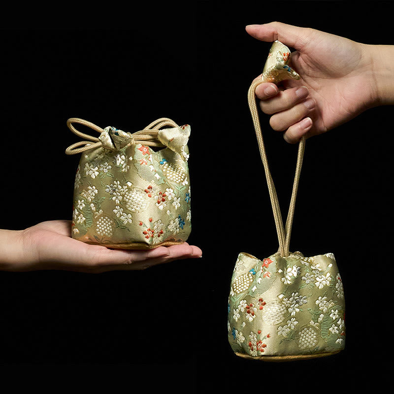 Nimara Ritual Flowers Pattern Small Jewelry Storage Gift Bag 8*8*8cm