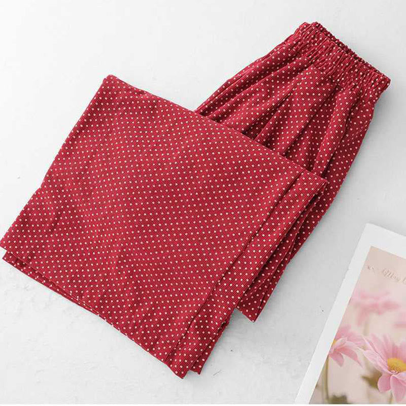 Nimara Ritual Fall Dots Pattern High Waist Design Women's Wide Leg Pants With Pockets