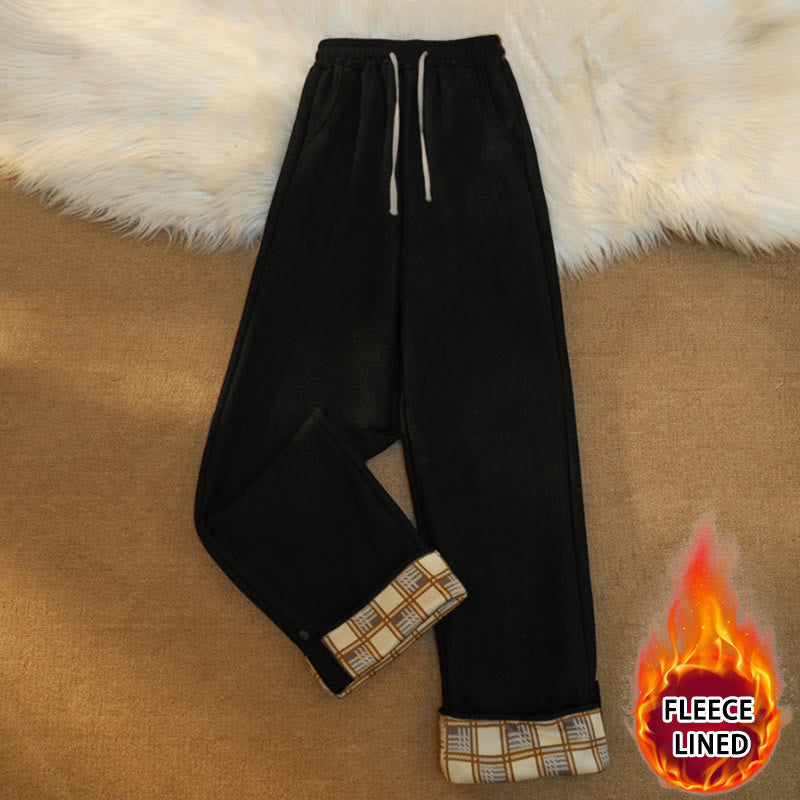 Nimara Ritual Women's Patchwork Cotton Corduroy Fleece-Lined Wide Leg Pants With Pockets