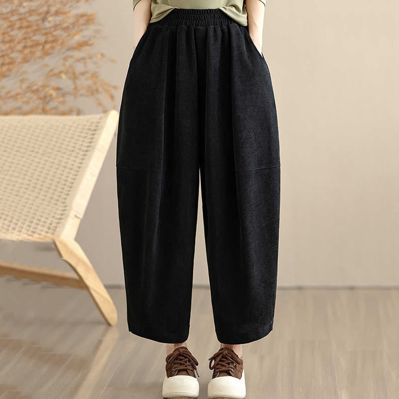 Nimara Ritual Women's Fall Patchwork Plain Corduroy Harem Pants With Pockets