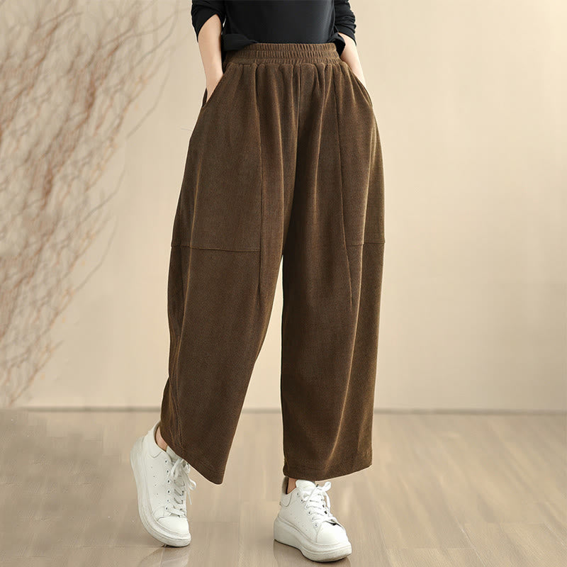 Nimara Ritual Women's Fall Patchwork Plain Corduroy Harem Pants With Pockets