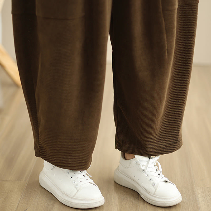 Nimara Ritual Women's Fall Patchwork Plain Corduroy Harem Pants With Pockets