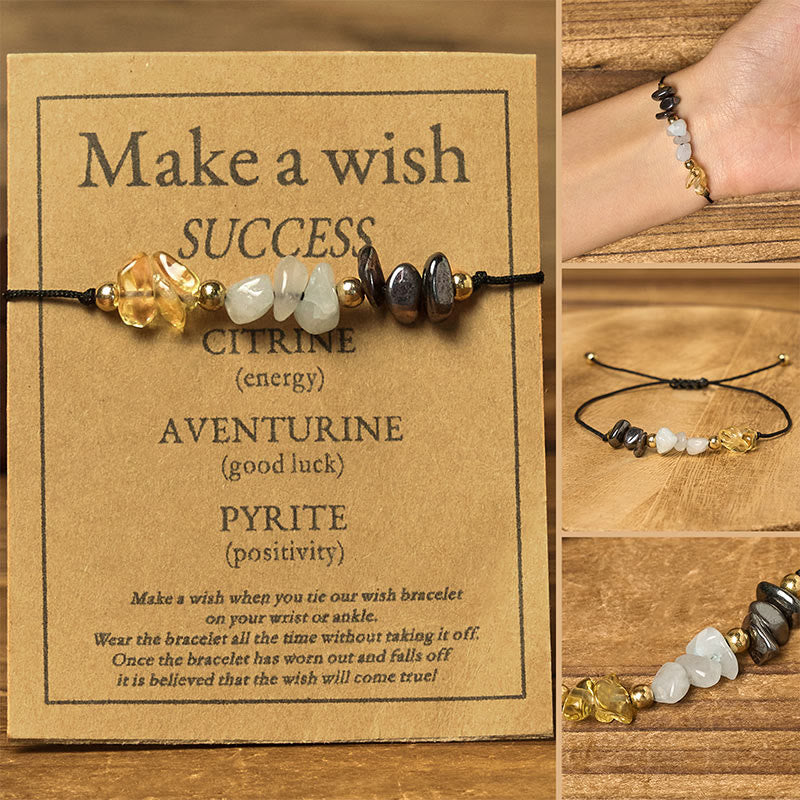 Nimara Ritual Citrine Green Aventurine Pyrite Success Rope Card Bracelet