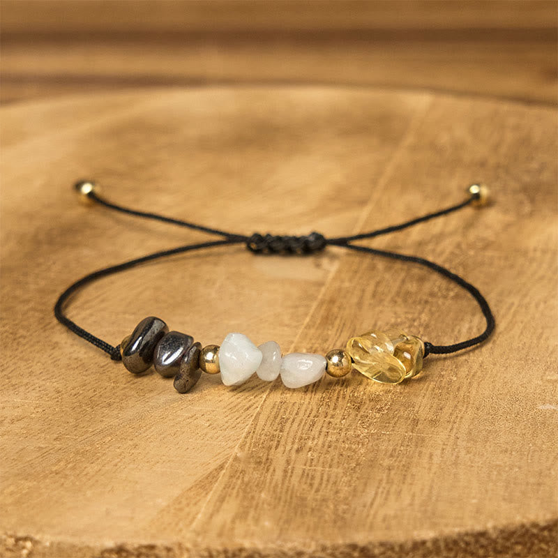 Nimara Ritual Citrine Green Aventurine Pyrite Success Rope Card Bracelet