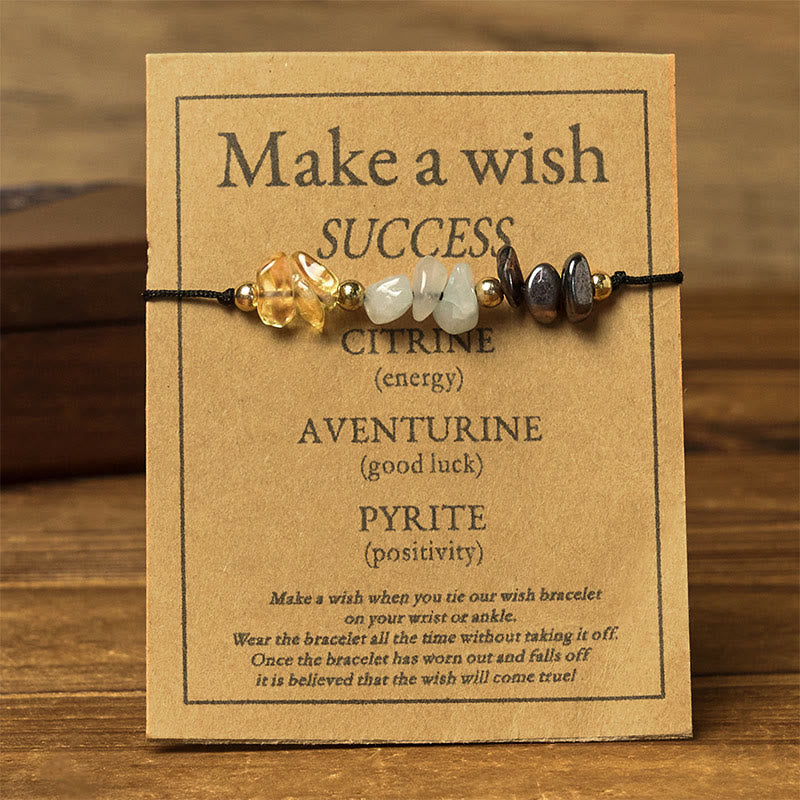 Nimara Ritual Citrine Green Aventurine Pyrite Success Rope Card Bracelet