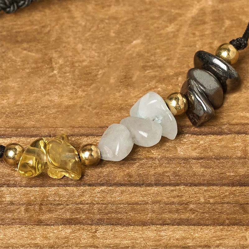 Nimara Ritual Citrine Green Aventurine Pyrite Success Rope Card Bracelet