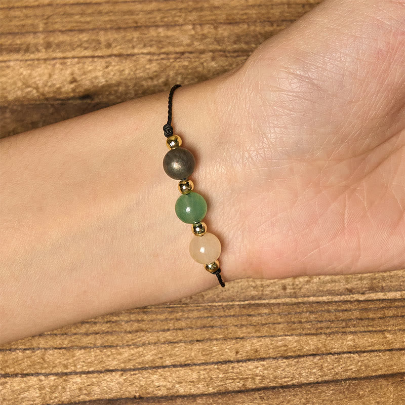 Nimara Ritual Citrine Green Aventurine Pyrite Success Rope Card Bracelet
