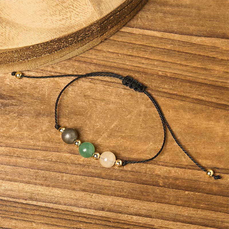 Nimara Ritual Citrine Green Aventurine Pyrite Success Rope Card Bracelet