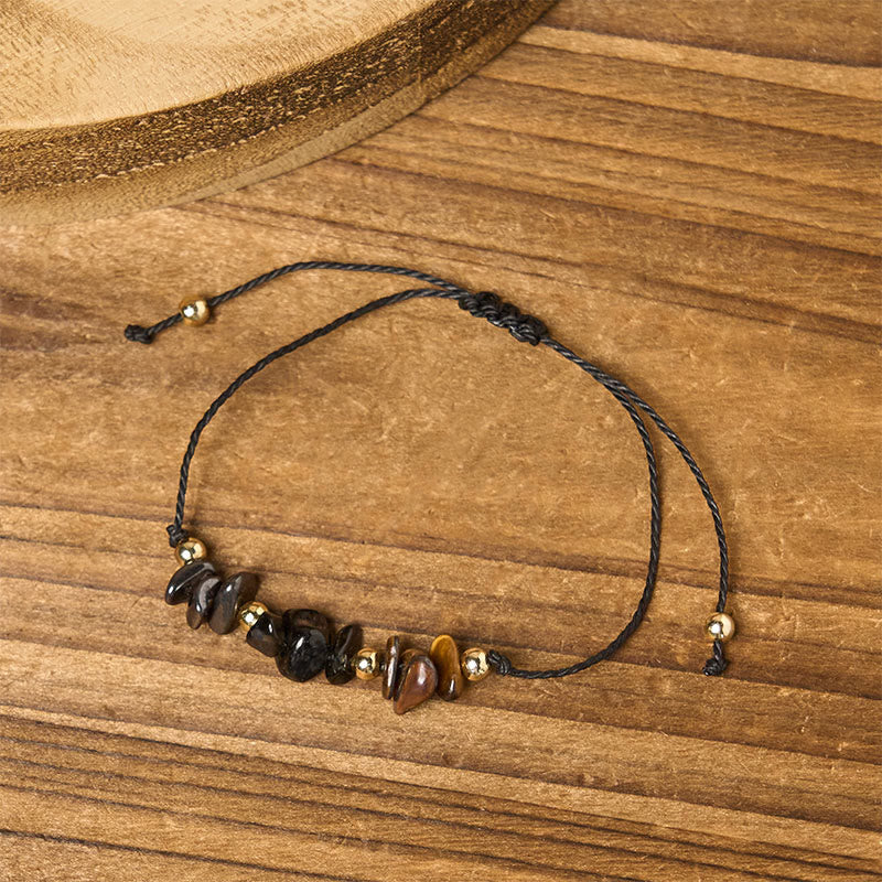 Nimara Ritual Tiger Eye Black Tourmaline Pyrite Protection Card Rope Bracelet