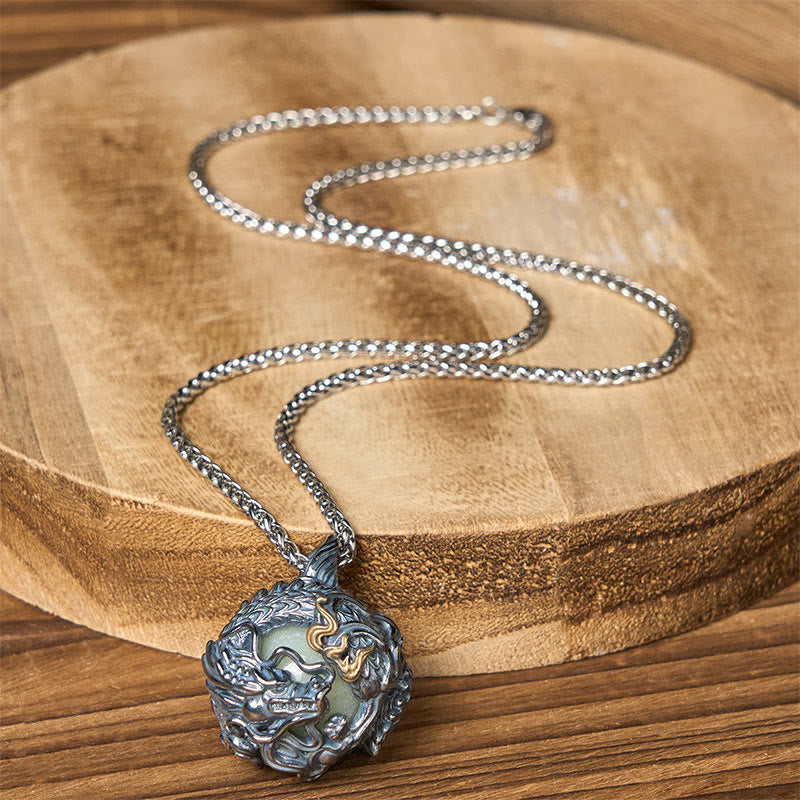 Nimara Ritual Copper Dragon Surrounding Bead Strength Pendant Necklace