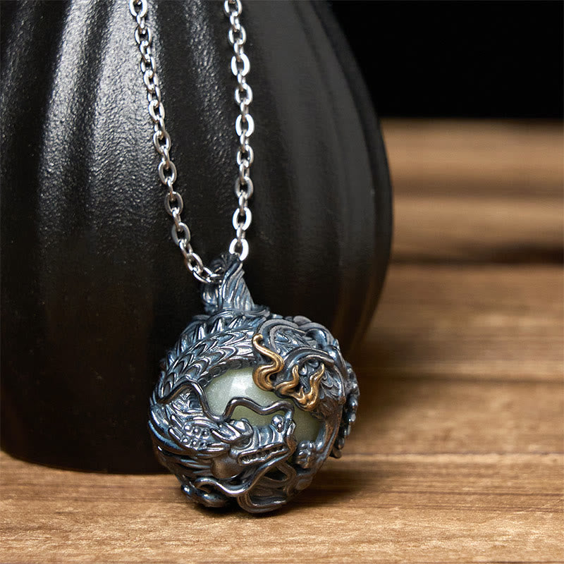 Nimara Ritual Copper Dragon Surrounding Bead Strength Pendant Necklace