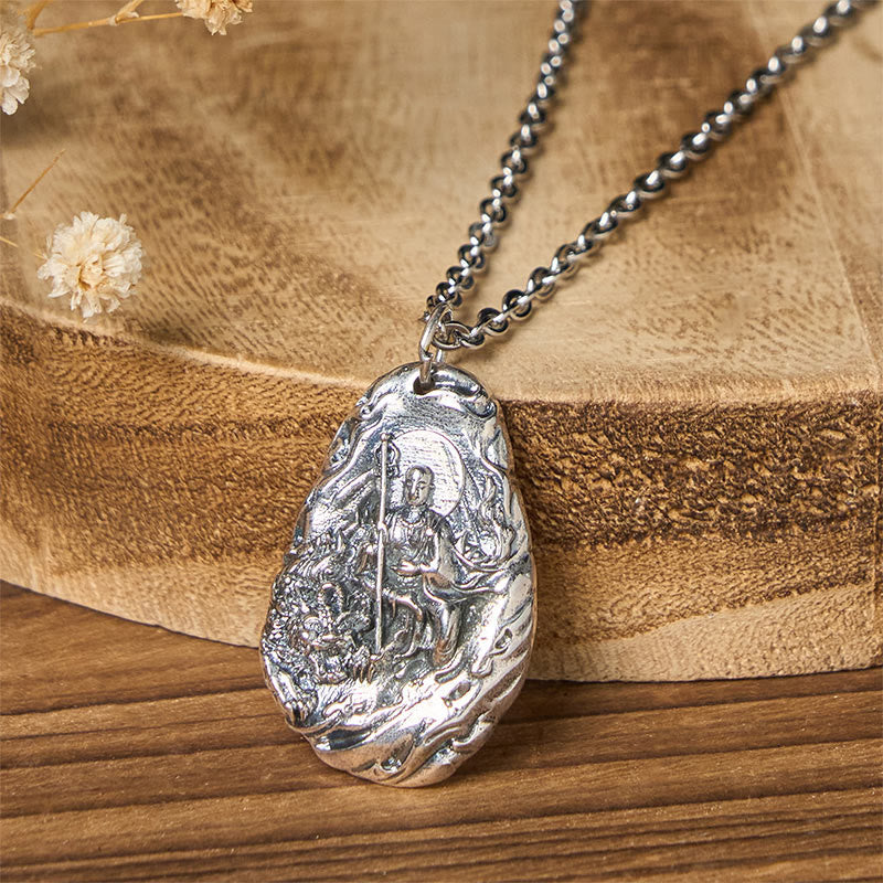 Nimara Ritual Copper Ka1itigarbha Dizang Bodhisattva Compassion Pendant Necklace