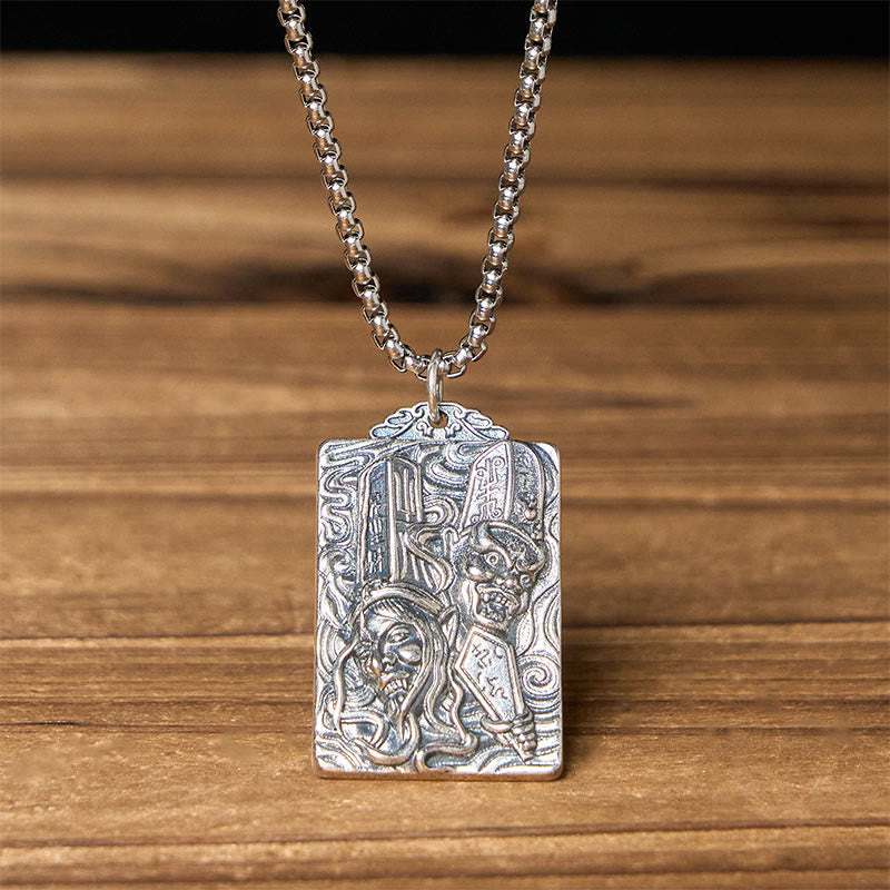 Nimara Ritual Copper Black White Impermanence Pattern Balance Pendant Necklace