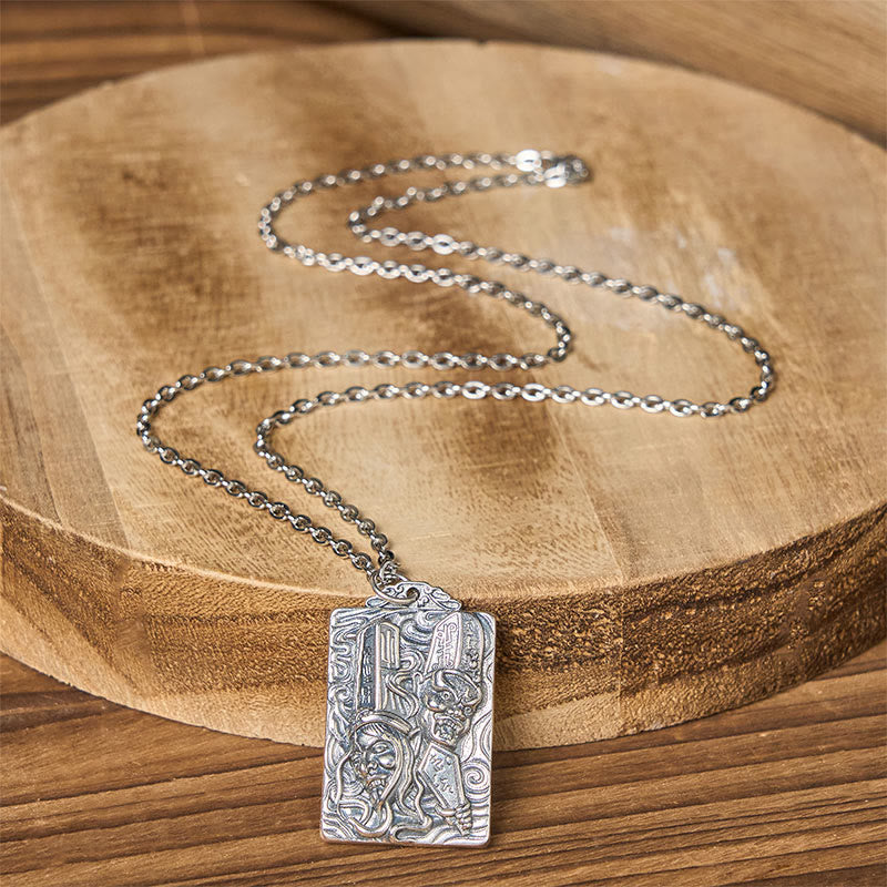 Nimara Ritual Copper Black White Impermanence Pattern Balance Pendant Necklace