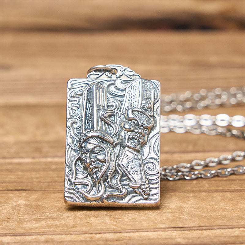 Nimara Ritual Copper Black White Impermanence Pattern Balance Pendant Necklace