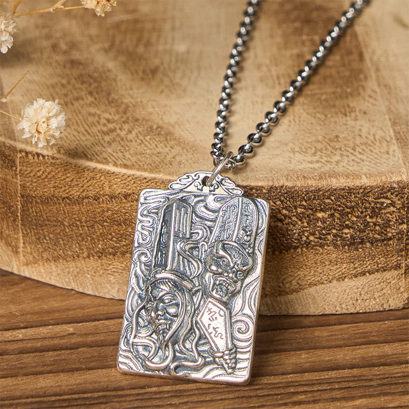 Nimara Ritual Copper Black White Impermanence Pattern Balance Pendant Necklace