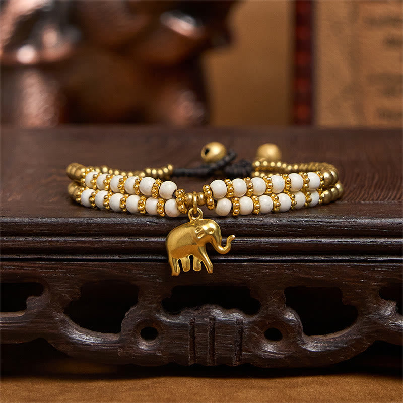 Nimara Ritual Turquoise Elephant Luck Double-layer Plated Copper Strength Bracelet