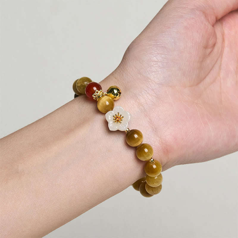 Nimara Ritual Natural Golden Tiger Eye Bell Flower Courage Bracelet