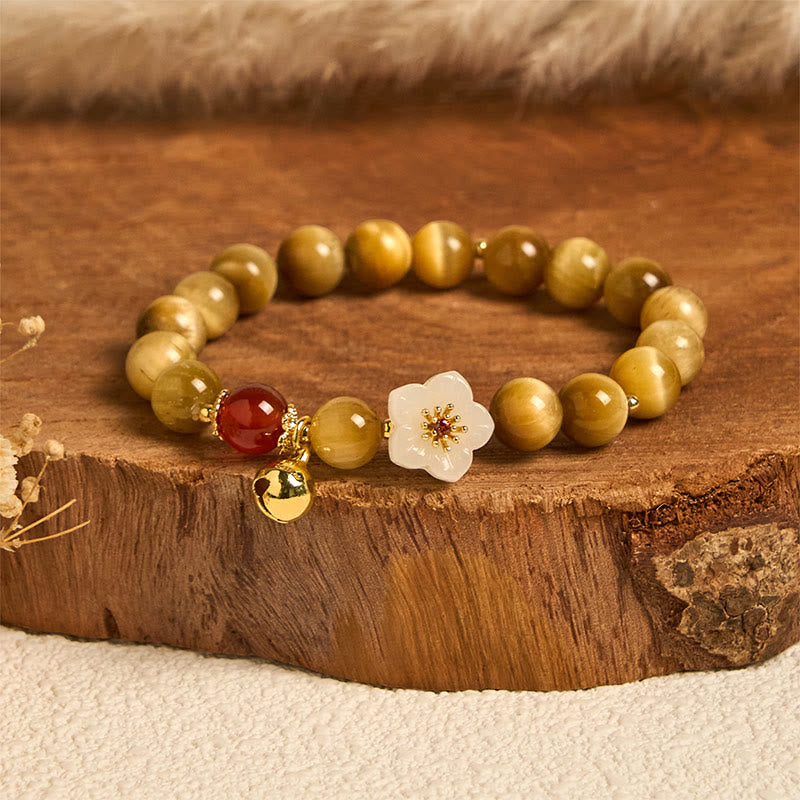 Nimara Ritual Natural Golden Tiger Eye Bell Flower Courage Bracelet