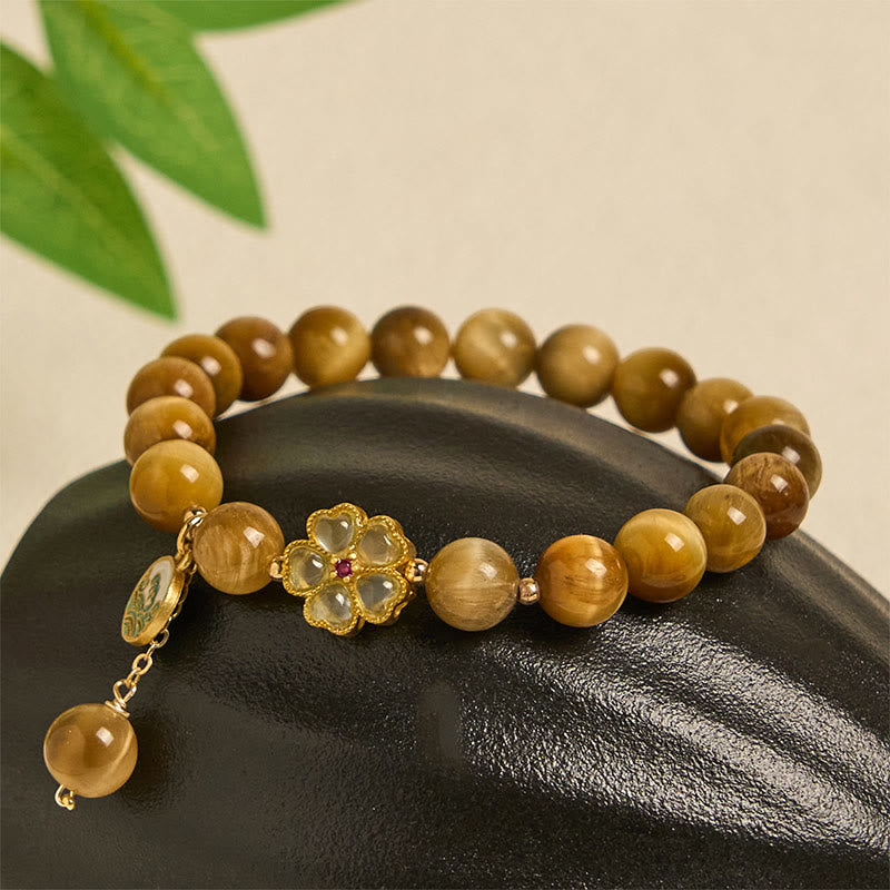 Nimara Ritual Natural Golden Tiger Eye Bell Flower Courage Bracelet