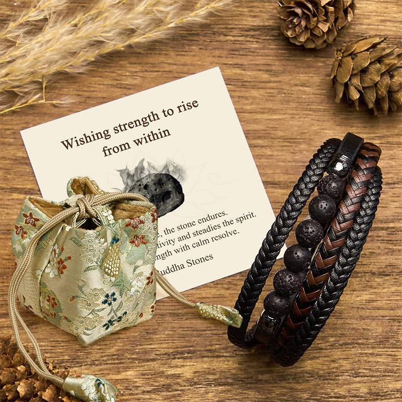 Nimara Ritual "Wishing Strength to Rise from Within" Lava Rock Bracelet Includes Gift Message Card