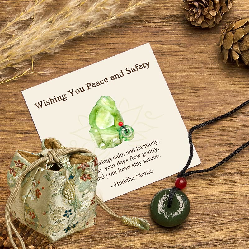 Nimara Ritual "Wishing You Peace and Safety" Peace Buckle Jade Necklace Includes Gift Message Card