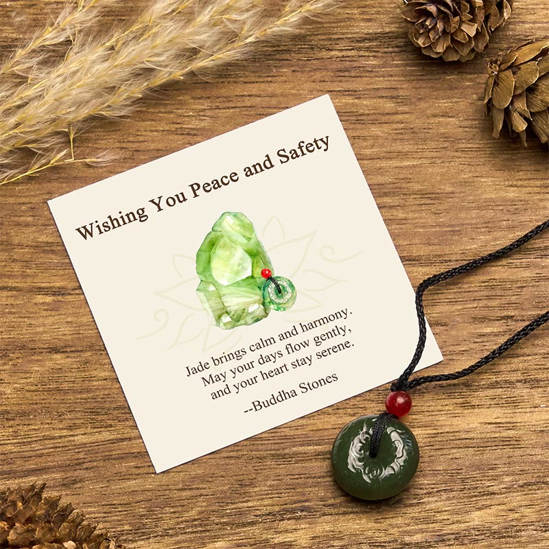 Nimara Ritual "Wishing You Peace and Safety" Peace Buckle Jade Necklace Includes Gift Message Card