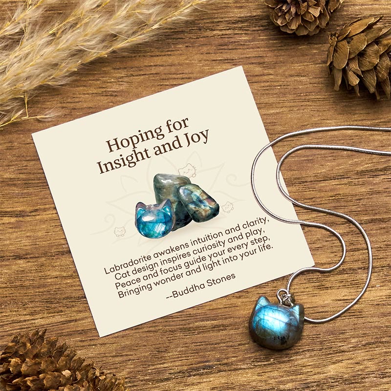 Nimara Ritual "Hoping for Insight and Joy" Cat Labradorite Necklace Includes Gift Message Card