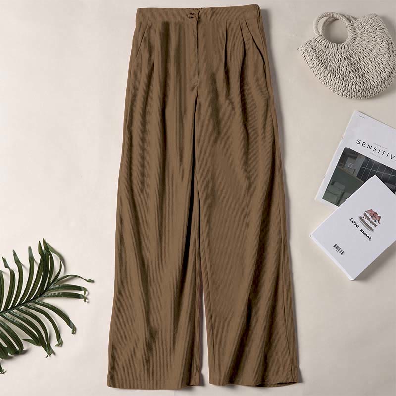 Nimara Ritual Casual Corduroy Straight-leg Women's Pants With Pockets