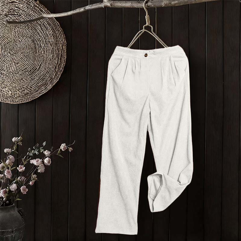 Nimara Ritual Casual Corduroy Straight-leg Women's Pants With Pockets