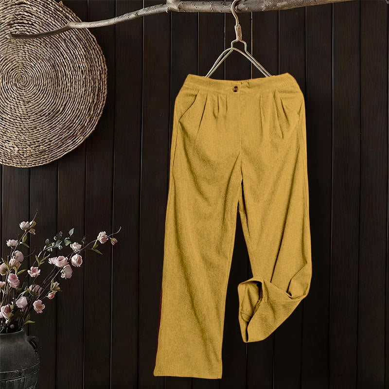 Nimara Ritual Casual Corduroy Straight-leg Women's Pants With Pockets