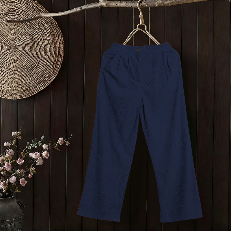 Nimara Ritual Casual Corduroy Straight-leg Women's Pants With Pockets