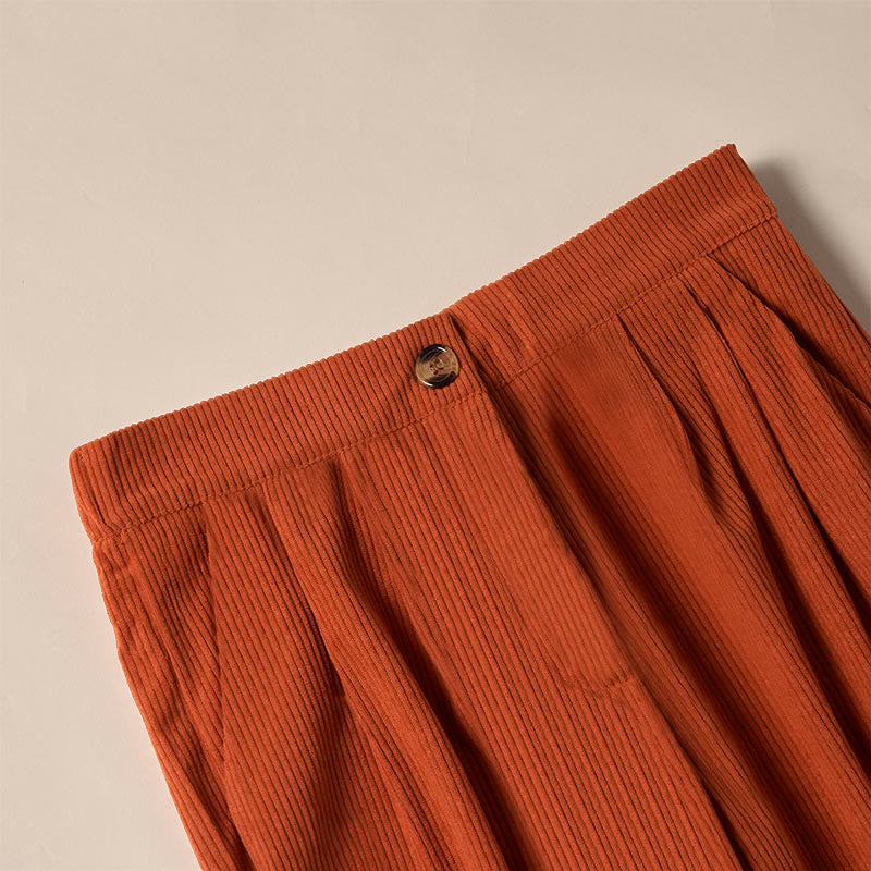 Nimara Ritual Casual Corduroy Straight-leg Women's Pants With Pockets