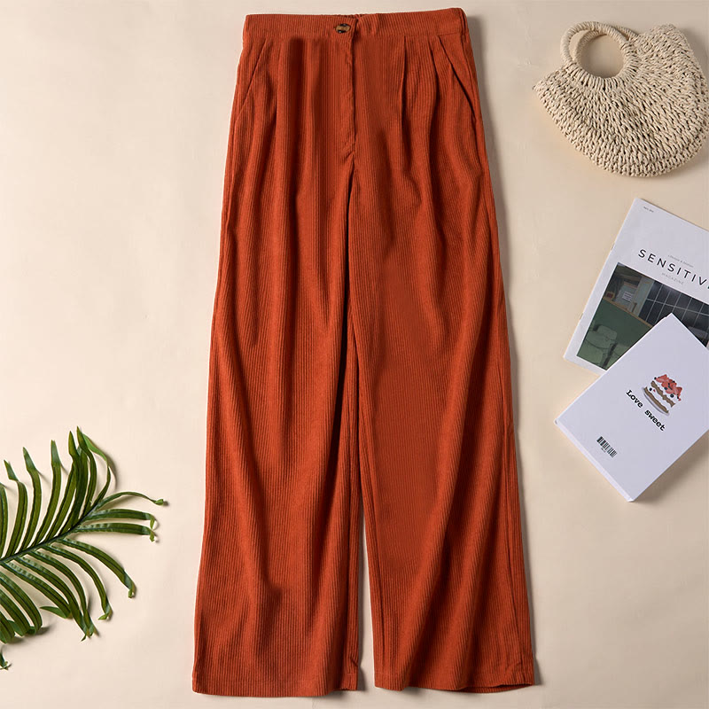 Nimara Ritual Casual Corduroy Straight-leg Women's Pants With Pockets