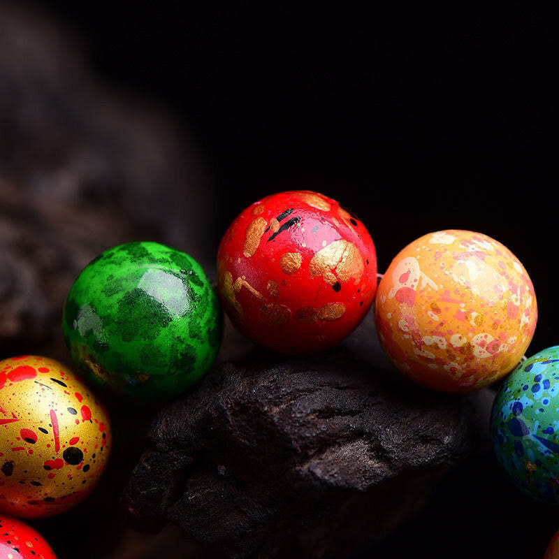 Nimara Ritual Multicolored Lacquer Craft Sandalwood Single Wrap Beaded Protection Bracelet