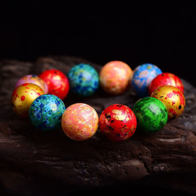 Nimara Ritual Multicolored Lacquer Craft Sandalwood Single Wrap Beaded Protection Bracelet