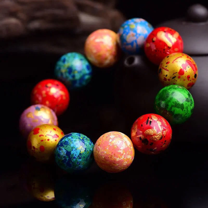 Nimara Ritual Multicolored Lacquer Craft Sandalwood Single Wrap Beaded Protection Bracelet