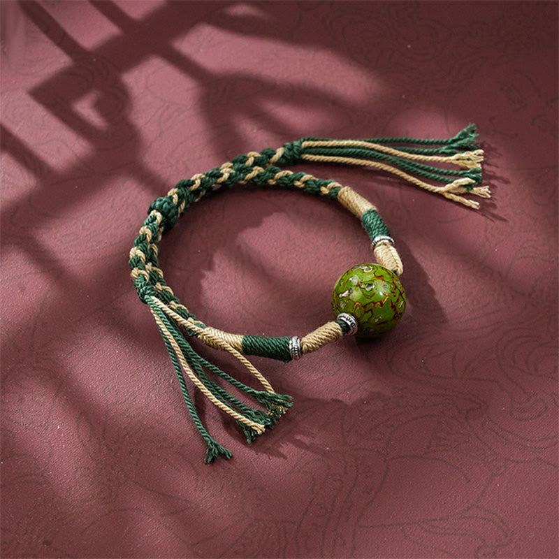 Nimara Ritual Lacquer Craft Bead Multicolored Braided String Bracelet