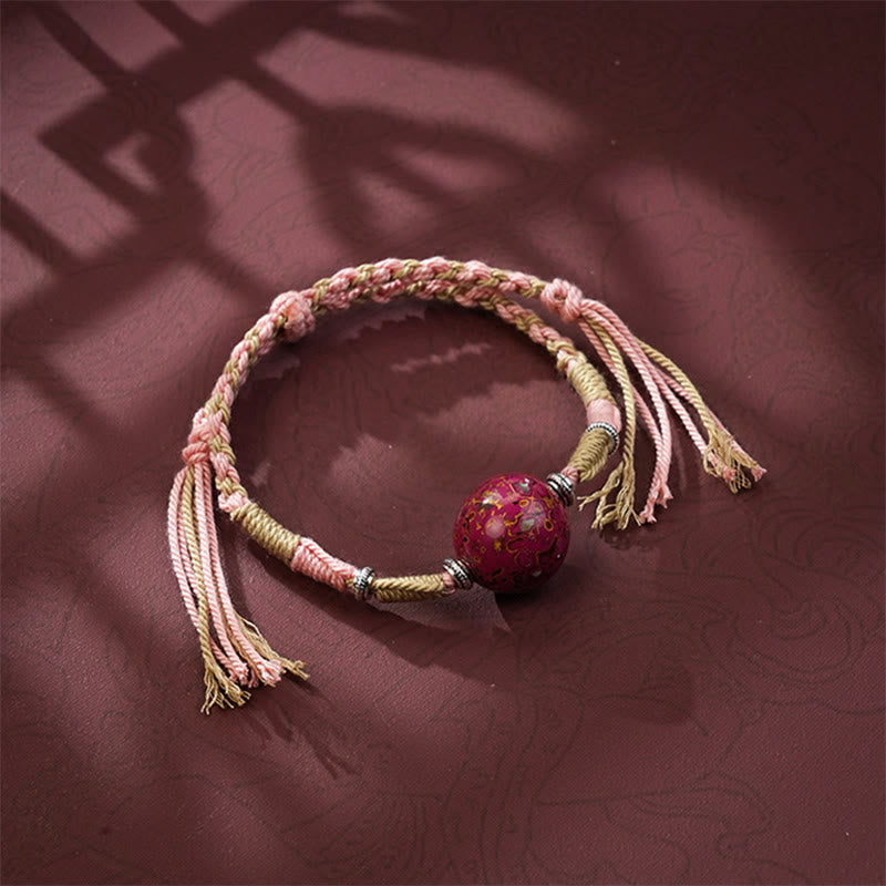 Nimara Ritual Lacquer Craft Bead Multicolored Braided String Bracelet