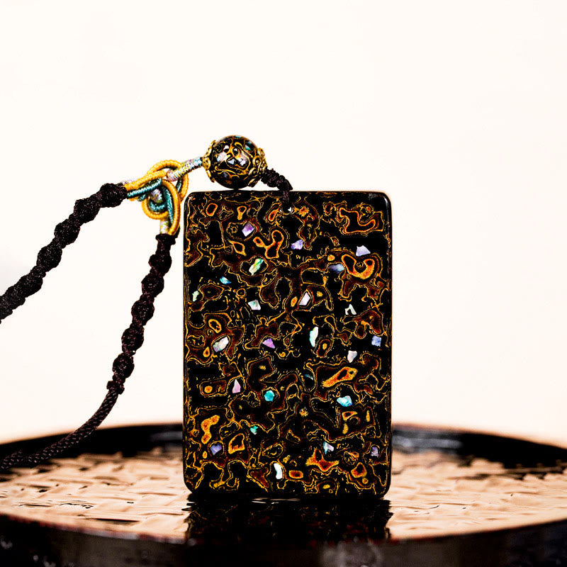 Nimara Ritual Handcrafted Lacquer Craft Sandalwood Protection Pendant Necklace
