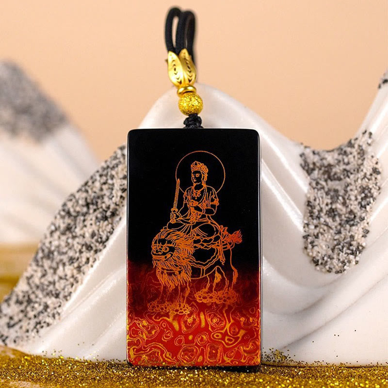 Nimara Ritual Chinese Zodiac Natal Buddha Fu Character Lacquer Craft Sandalwood Pendant Necklace