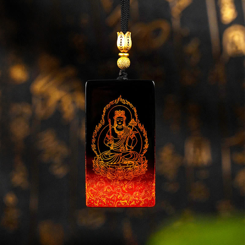 Nimara Ritual Chinese Zodiac Natal Buddha Fu Character Lacquer Craft Sandalwood Pendant Necklace