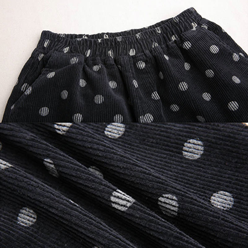 Nimara Ritual Women's Fall Commute Printing Dot Pattern Corduroy Harem Pants With Pockets