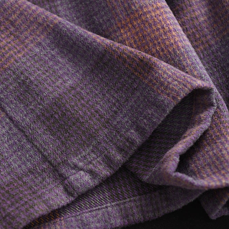 Nimara Ritual Women's Winter Plaid Pattern Thermal 7-8 Length Skirt With Pockets