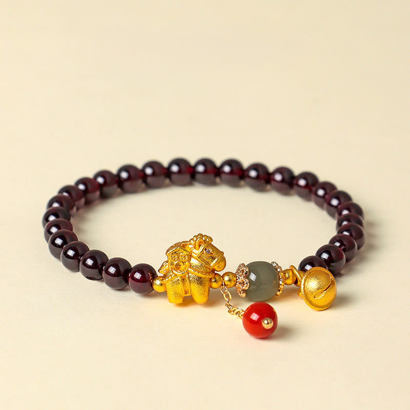 Nimara Ritual Year Of The Horse Garnet Fu Character Lucky Fortune Charm Protection Bracelet