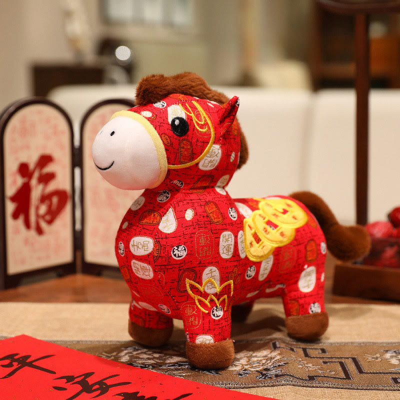 Nimara Ritual Year of the Horse Copper Coins Plush Doll Home Decoration