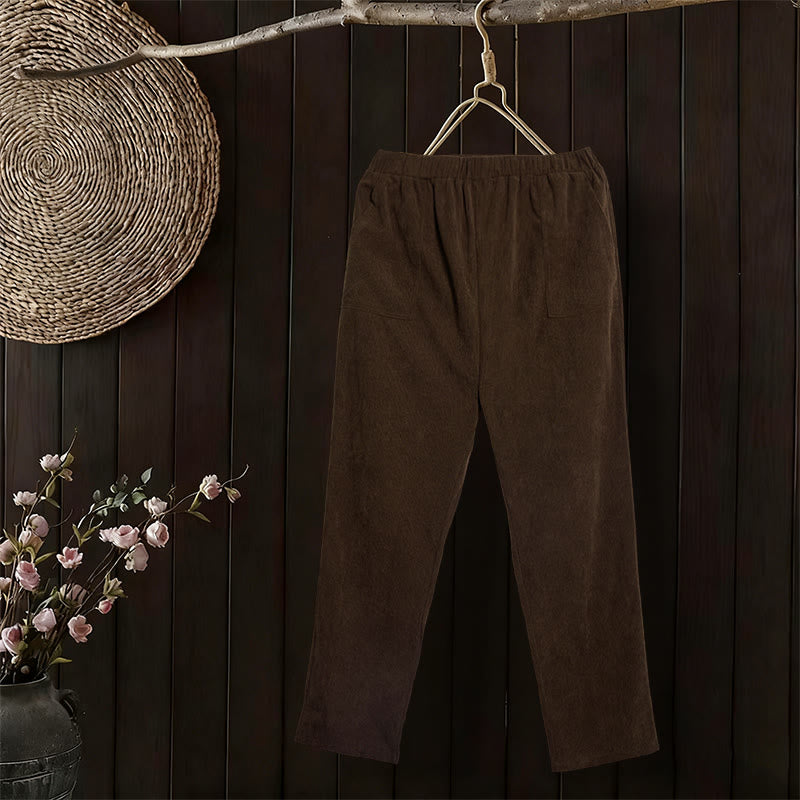 Nimara Ritual Women's Commute Pure Color Corduroy Pants With Pockets